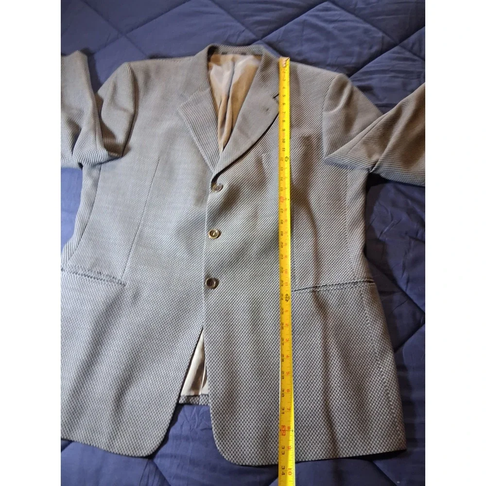 Armani Collezioni Mens Gray Micro Houndstooth‎ 3-Button Blazer Sport Coat Italy